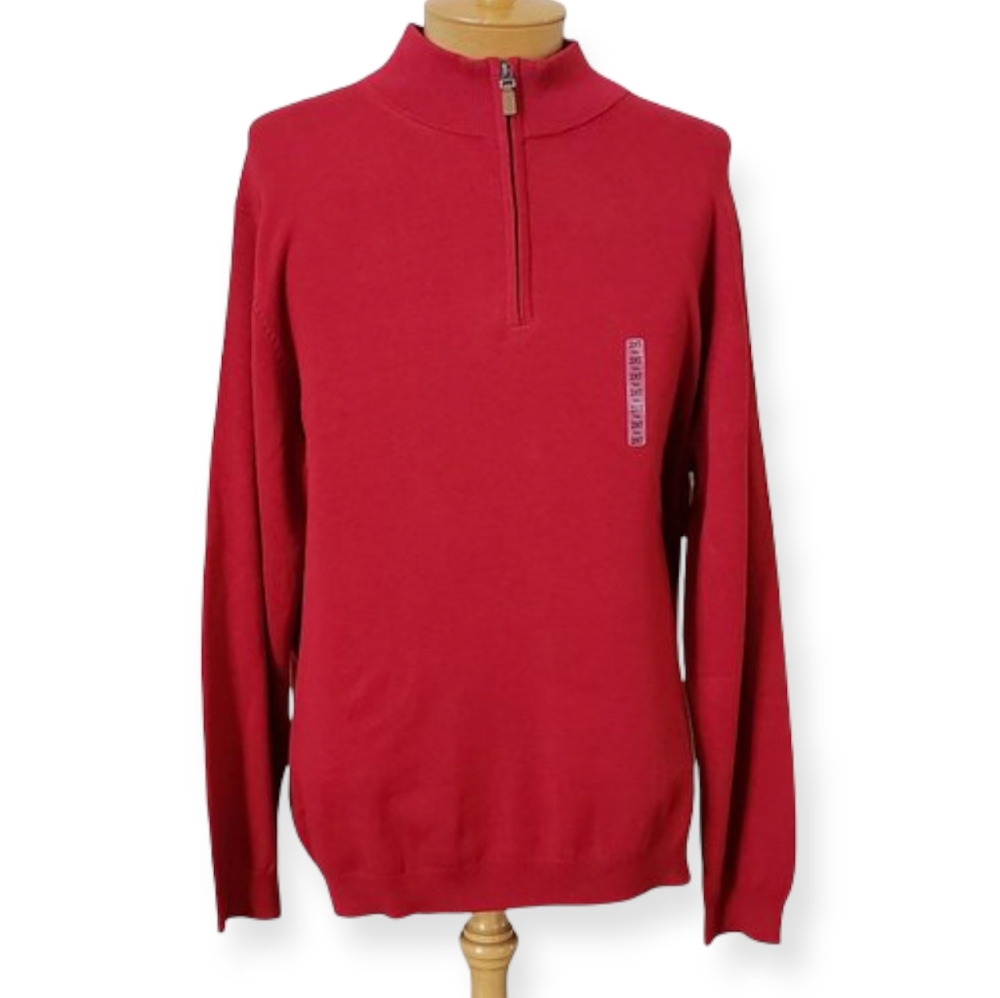 ROUNDTREE & YORKE MOCKNECK PULLOVER LS RED NWT